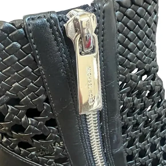 Michael Kors Black Augustine Woven Ankle Boots Size 7.5 Open Weave - Picture 9 of 15
